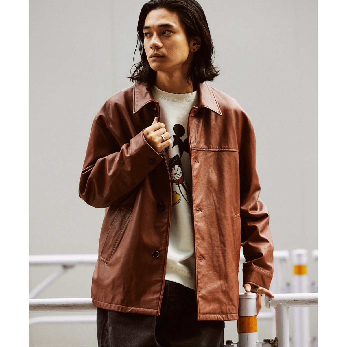 JOURNAL STANDARD ゴートレザー ジャケット L チャイロ JOURNAL STANDARD relume 革ジャン ライダース ゴートレザー