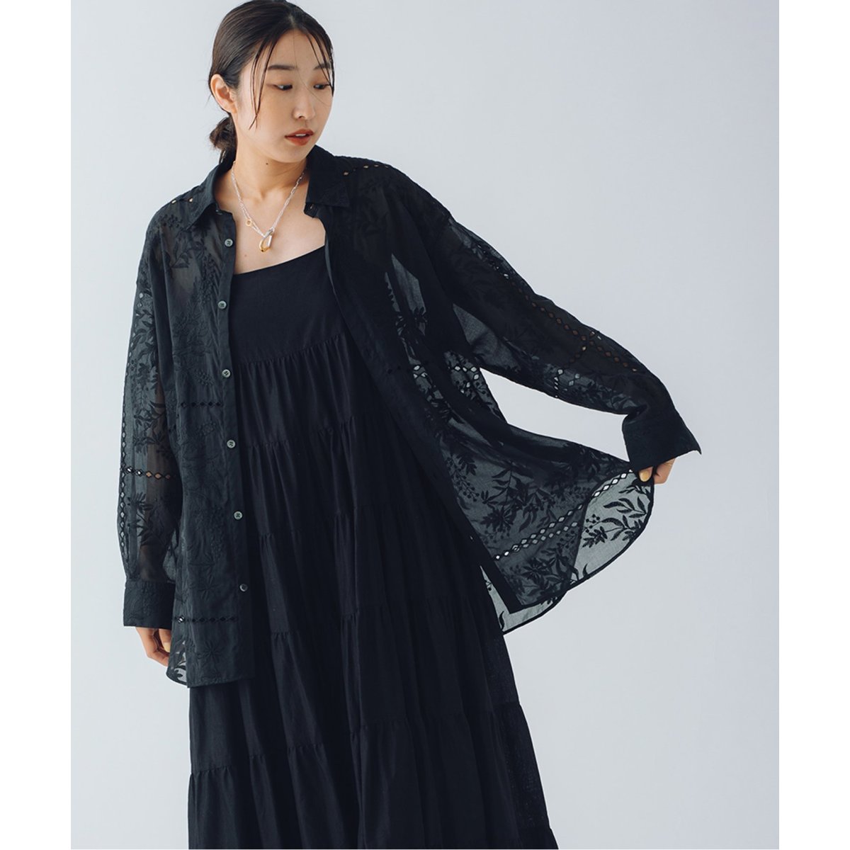 人気完売品】TOLIGHT×JORNALSTANDARD レースシャツ 黒