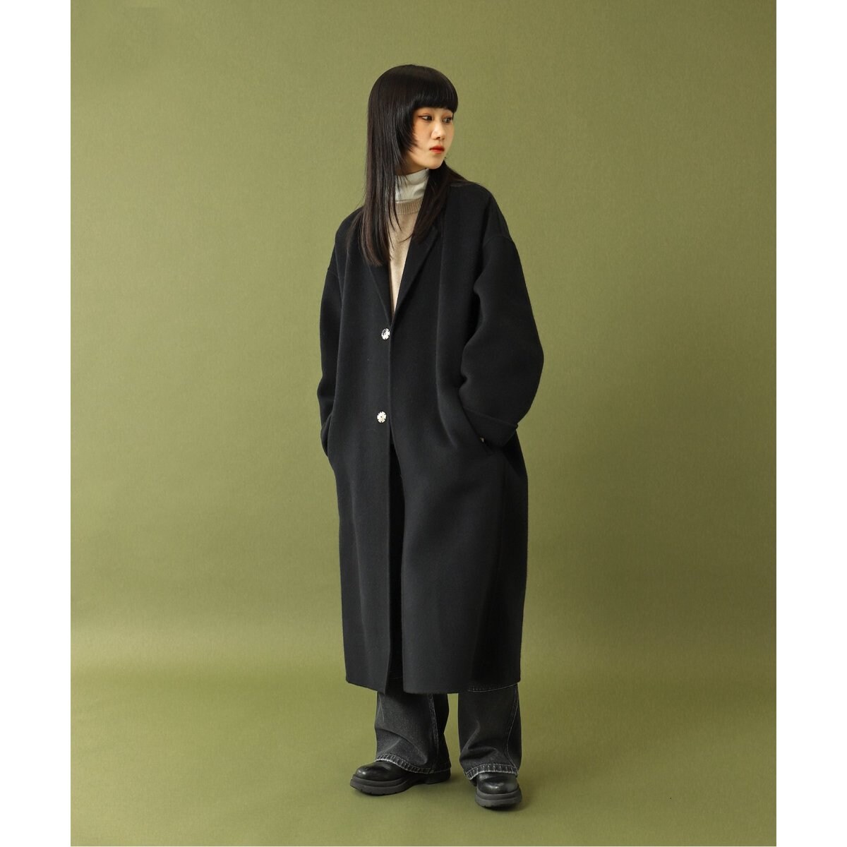 FOLL】super130s wool-cashmere rever coat