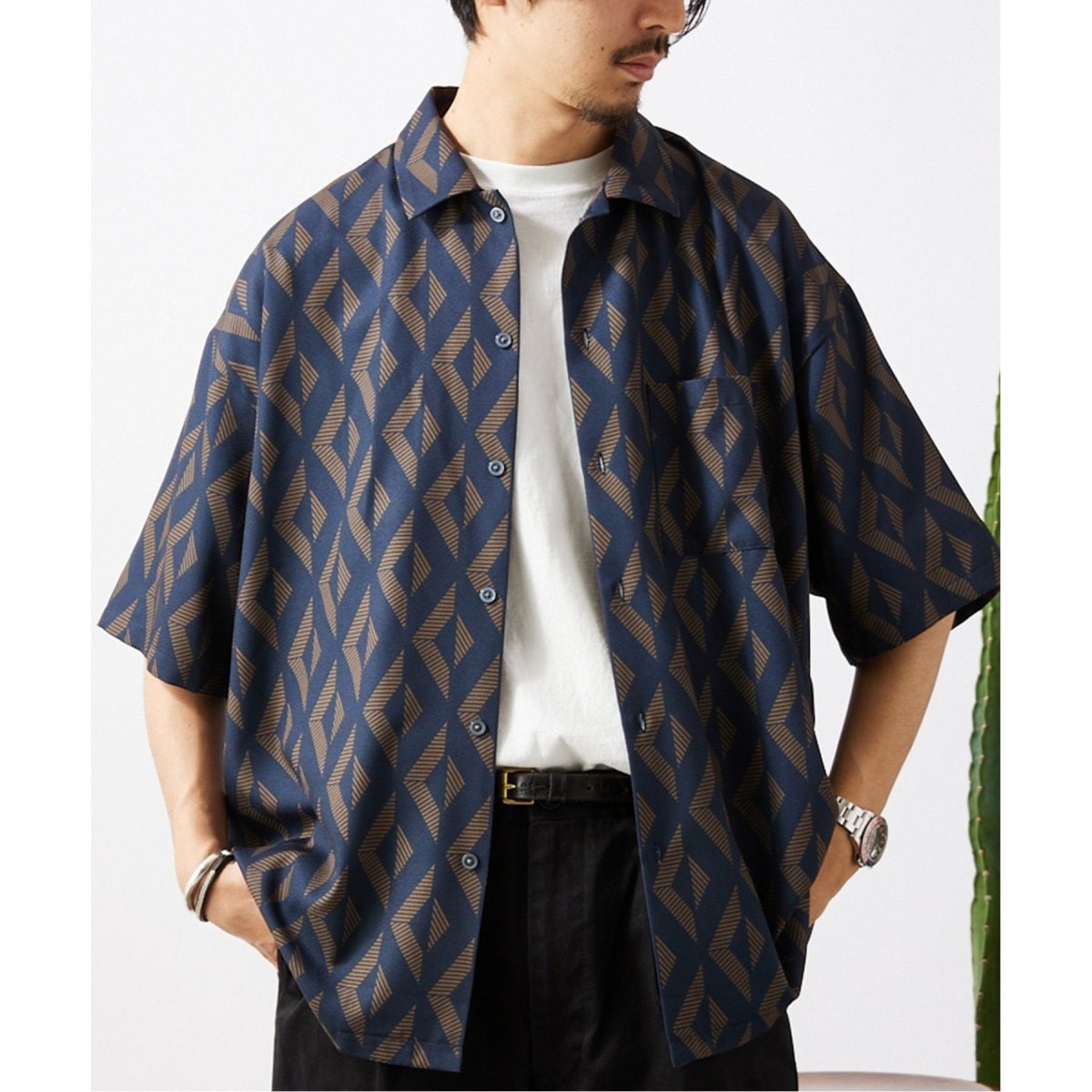 JOURNAL STANDARD ジオメパターン ワイドシルエット シャツ　総柄 GEOM PATTERN/ジオメパターン】ワイドシルエット 柄シャツ “総柄