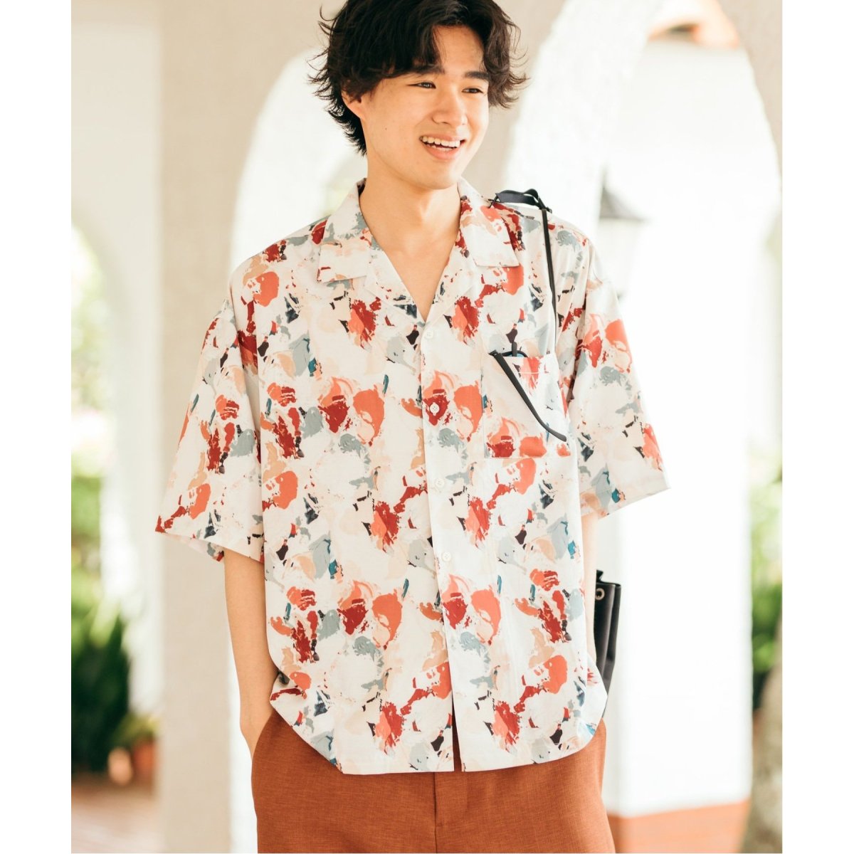 〈美品〉JOURNAL STANDARD【M】スプラッシュパターンオープンシャツ スプラッシュパターン オープンカラーシャツ | ジャーナル
