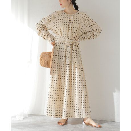SARA MALLIKA/サラマリカ】 COTTON CUT JQD GATHER DRESS：ワ  