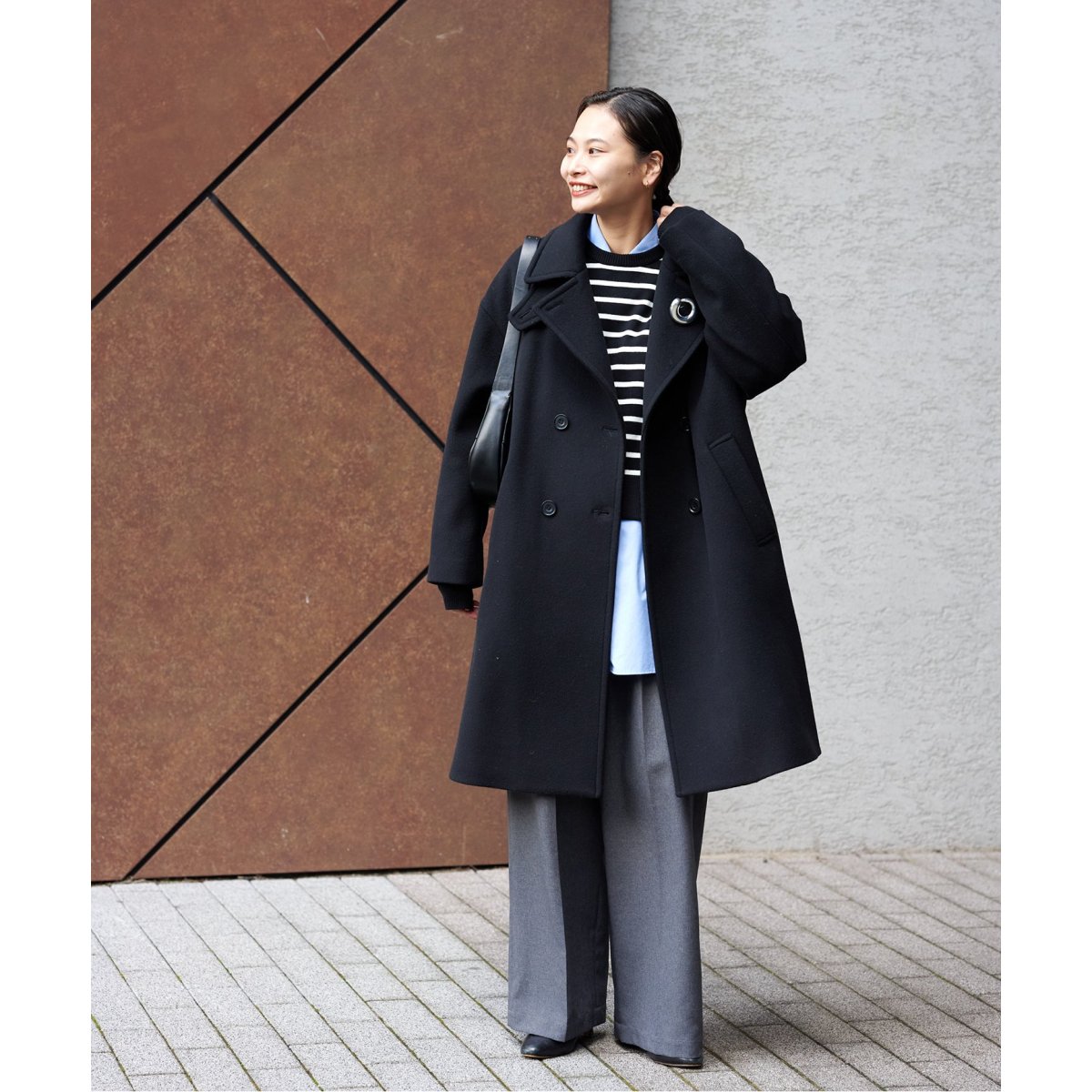 ジャーナルスタンダードスーパービーバーダブルロングコートブラック スーパー140ビーバーダブルロングコート | ジャーナル