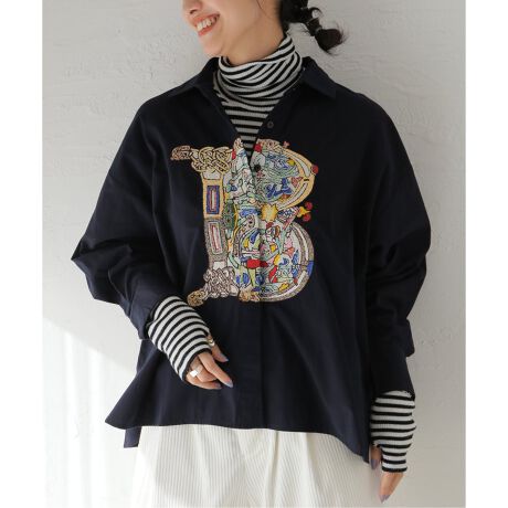 mii刺繍シャツ JOURNAL STANDARD 黒 Mii / ミイ】HAND EMBROIDERED  