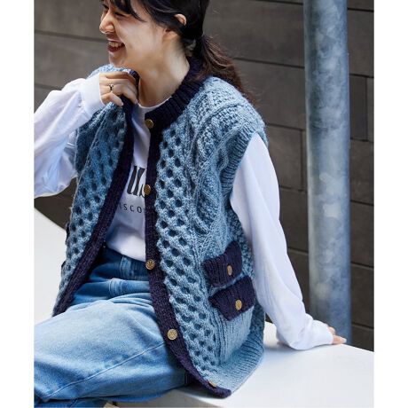 予約》シルクネップツイードミドルベスト （CSアランニットベスト  