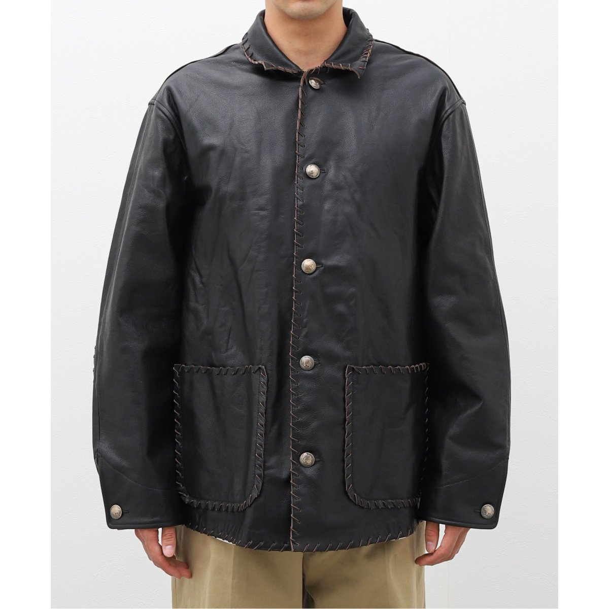BOW WOW レザーコート LEATHER WOVEN CHORE COAT – C30 - BOW WOW, RECOGNIZE FLAGSHIP