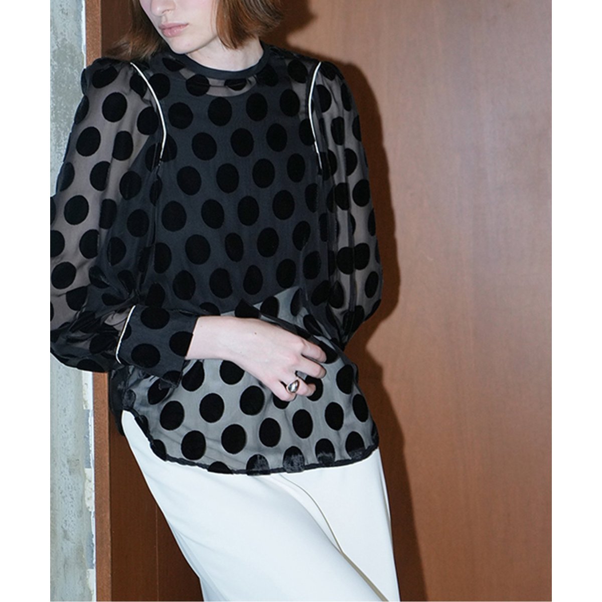 CLANE/クラネ】BIG DOT OPAL TOPS：ブラウス-