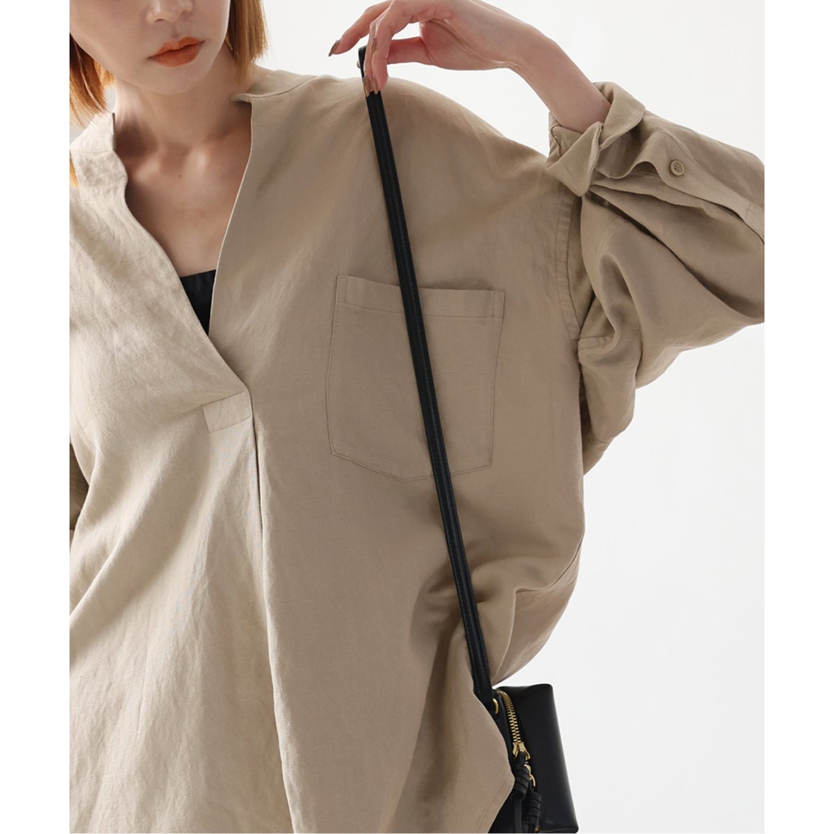 JOURNAL STANDARD スタンドプルオーバーシャツ◆美品◆リネン混　黄 JOURNAL STANDARD リネンスタンドプルオーバーシャツ