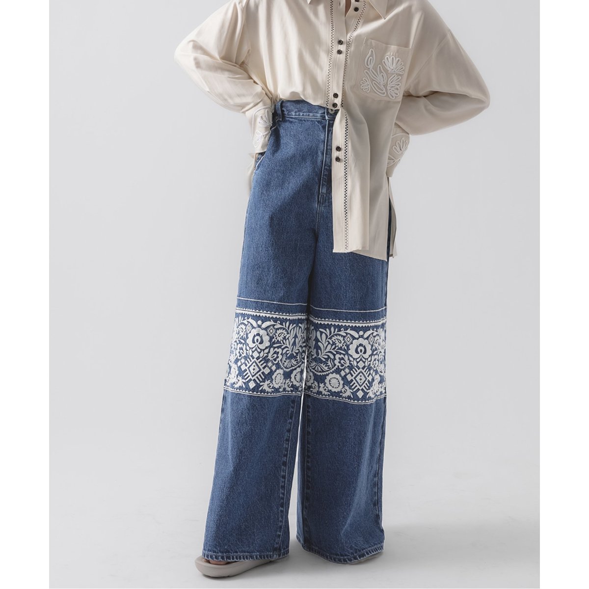 KIARIS Vintage ジャーナルスタンダード 刺繍デニム ワイドデニム KIARIS Vintage ジャーナルスタンダード 刺繍デニム ワイド