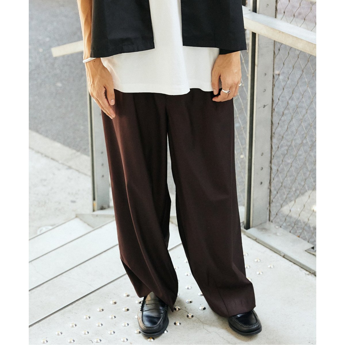 JOURNAL STANDARD   T/R モダン ワイドスラックス  黒 L JOURNAL STANDARD｜TRモダン ワイドスラックス | Rakuten