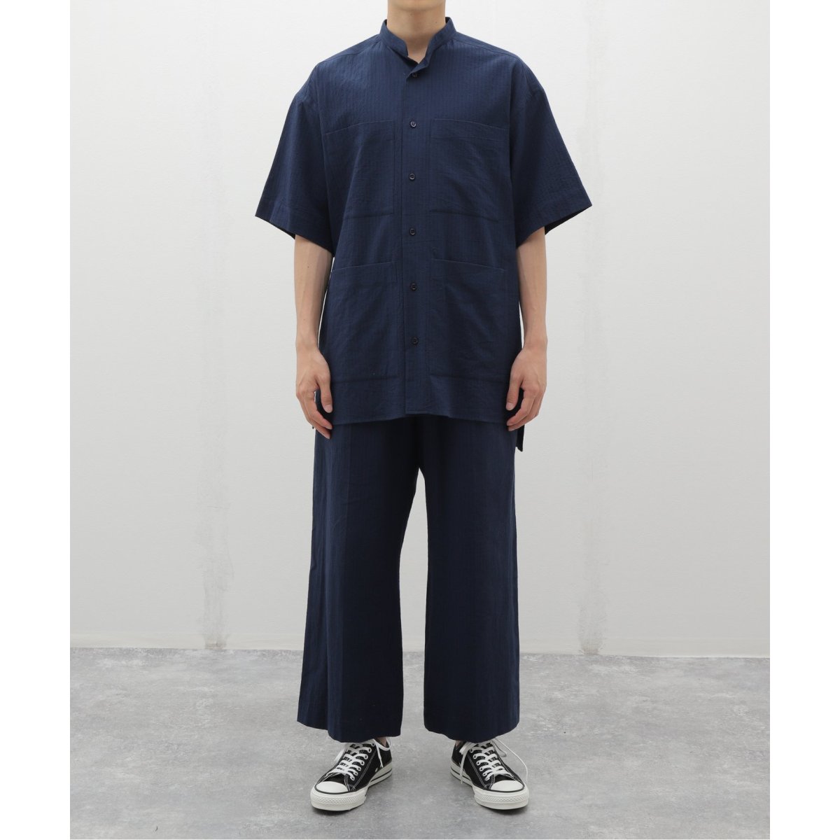 POSTELEGANT / ポステレガント Cotton Linen Stripe Wide Tro