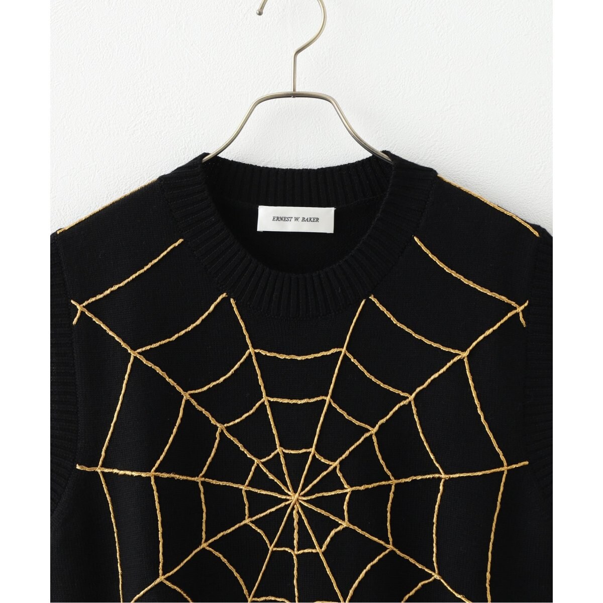 トップス ERNEST W. BAKER | SPIDER WEB VEST |BLACK ERNEST W. BAKER / アーネストダブルベイカー】 Spider Web Vest