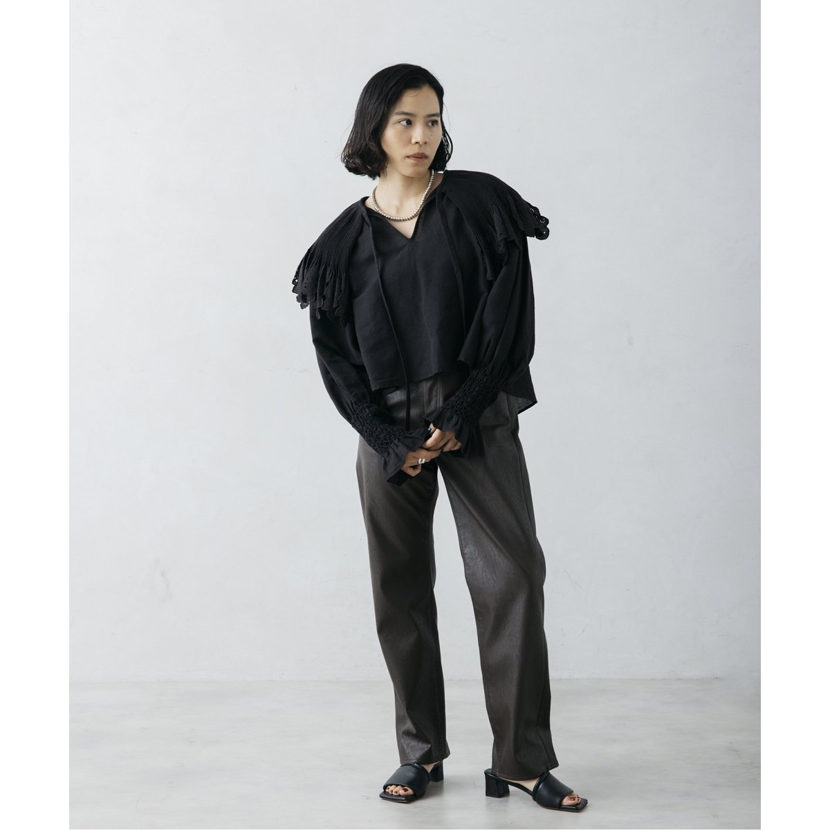 nude vintage ジャーナルスタンダード スモッキングカラーブラウス nude vintage×JOURNAL STANDARD】スモッキングカラーブラウス