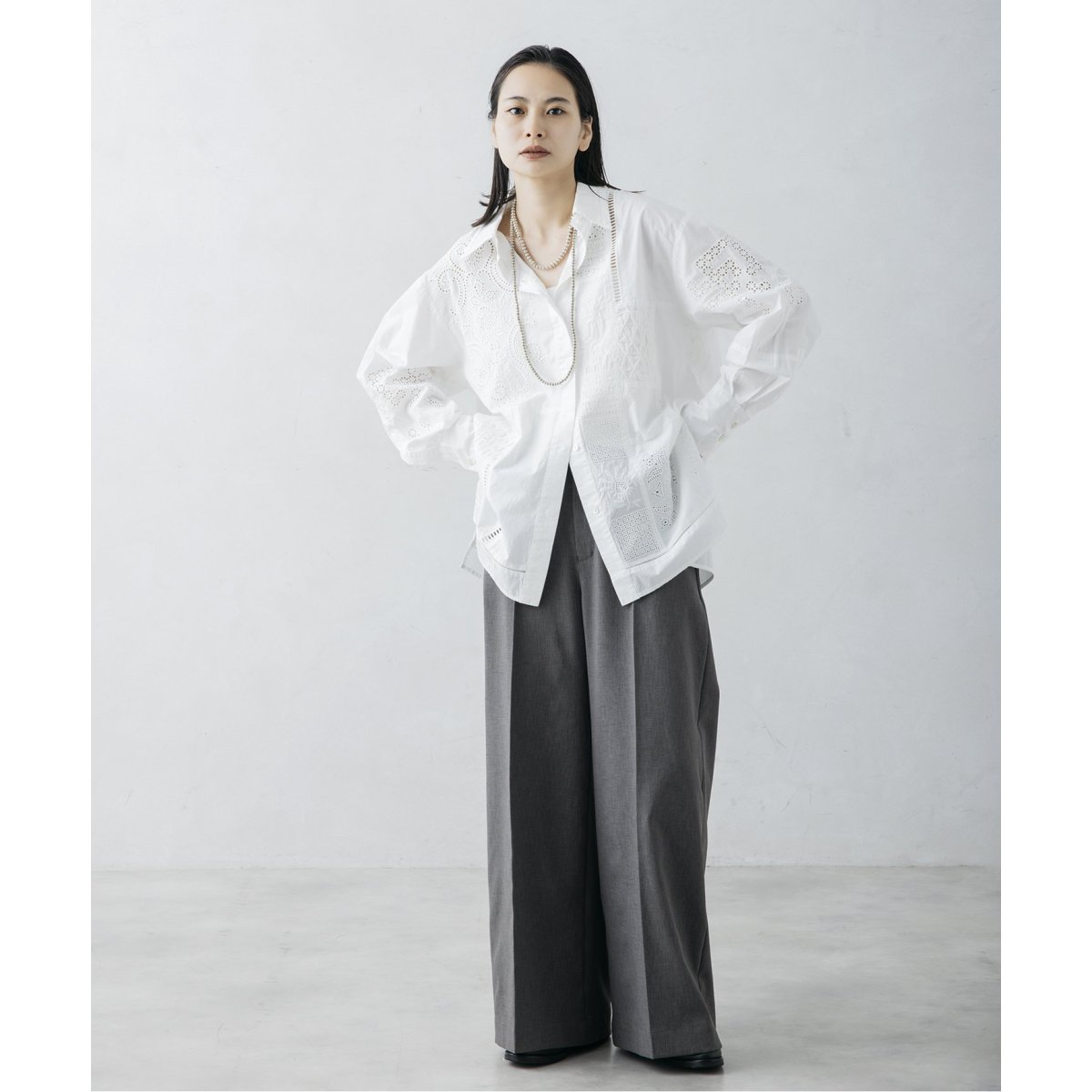 nude vintage×JOURNAL STANDARD】レースパッチワークシャツ