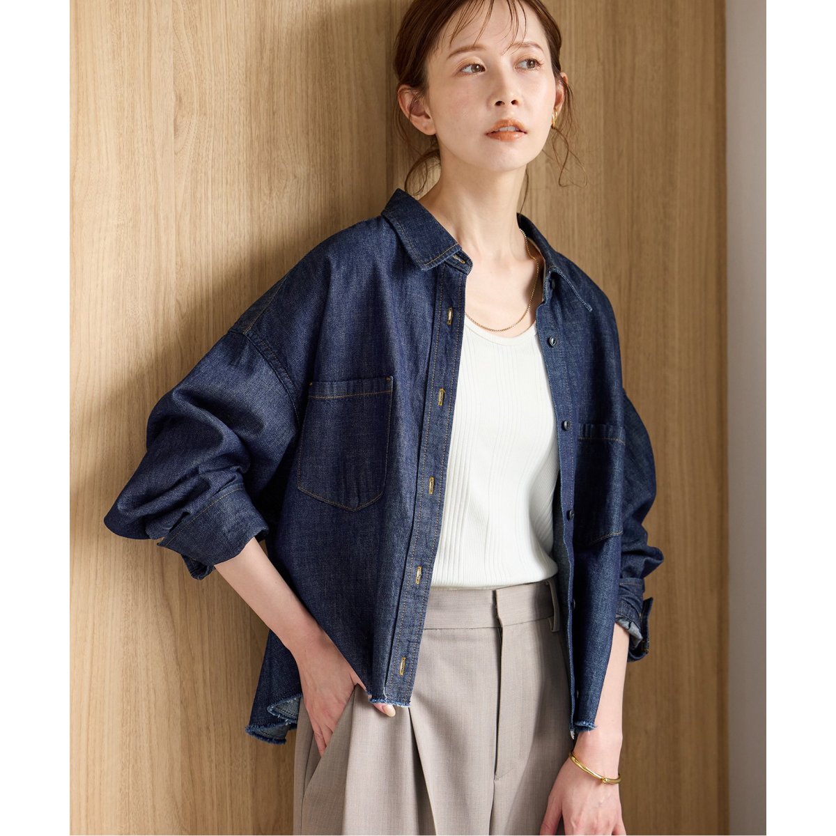 25SS✨ジャーナルスタンダード　ライトオンスクロップドデニムシャツ JOURNAL STANDARD - 25SS✨ジャーナルスタンダード ライトオンス