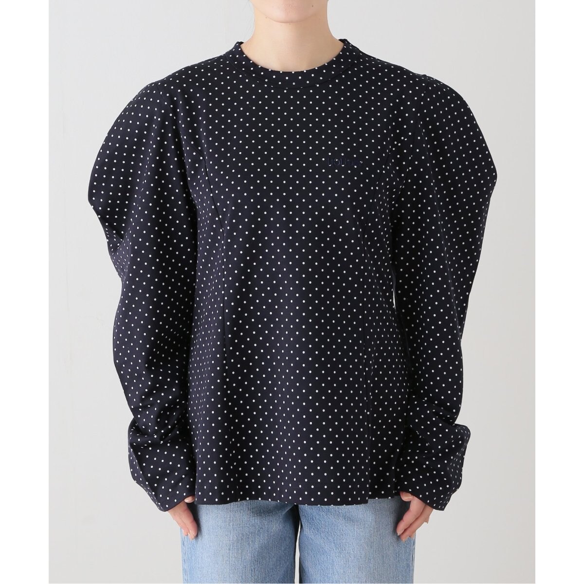 holiday◆24AW/DOT PUFF SLEEVE TOPS/トップス/one/コットン/NVY/ドット/24201009 HOLIDAY OTHER 24AW DOT PUFF SLEEVE TOPS TOP ONE COTTON Navy