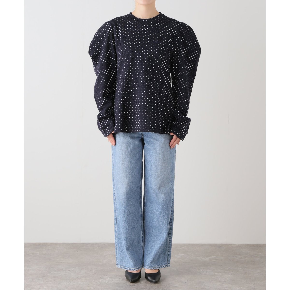 holiday◆24AW/DOT PUFF SLEEVE TOPS/トップス/one/コットン/NVY/ドット/24201009 HOLIDAY OTHER 24AW DOT PUFF SLEEVE TOPS TOP ONE COTTON Navy