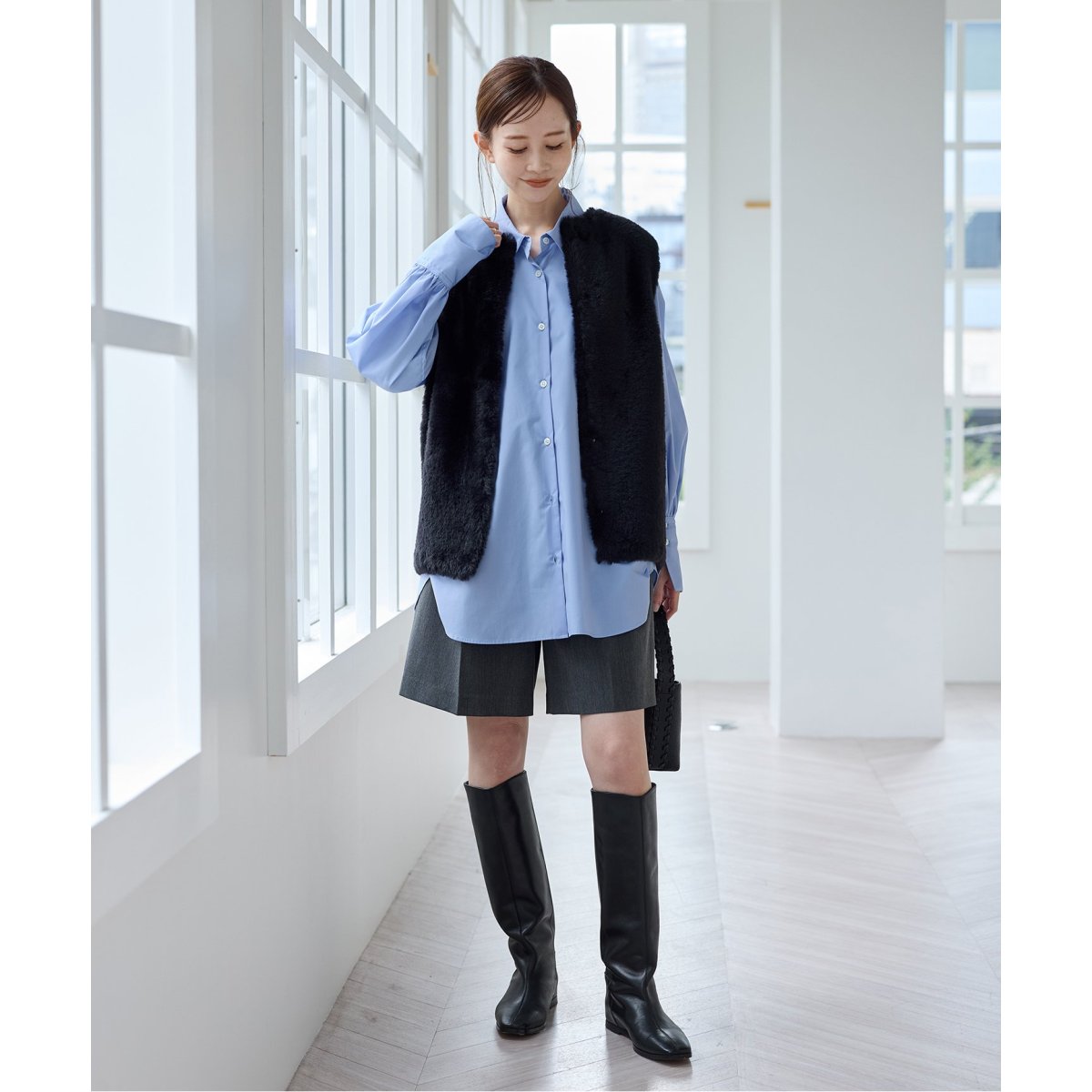 JOURNAL STANDARD　ダブルフェイスフェザークルーネックベスト 追加》ダブルフェイスフェザークルーネックベスト（ベスト