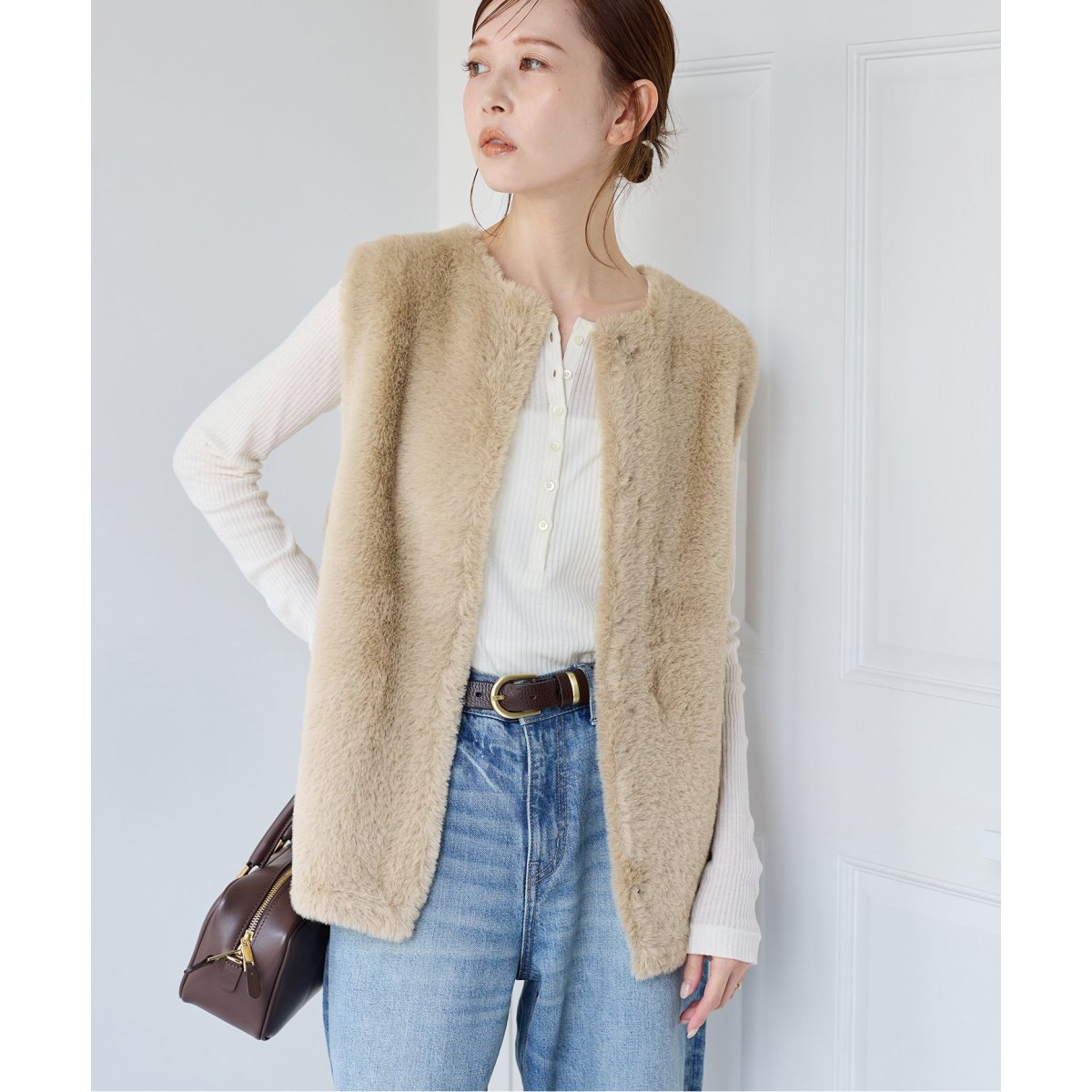 追加2》ダブルフェイスフェザークルーネックベスト | ジャーナル