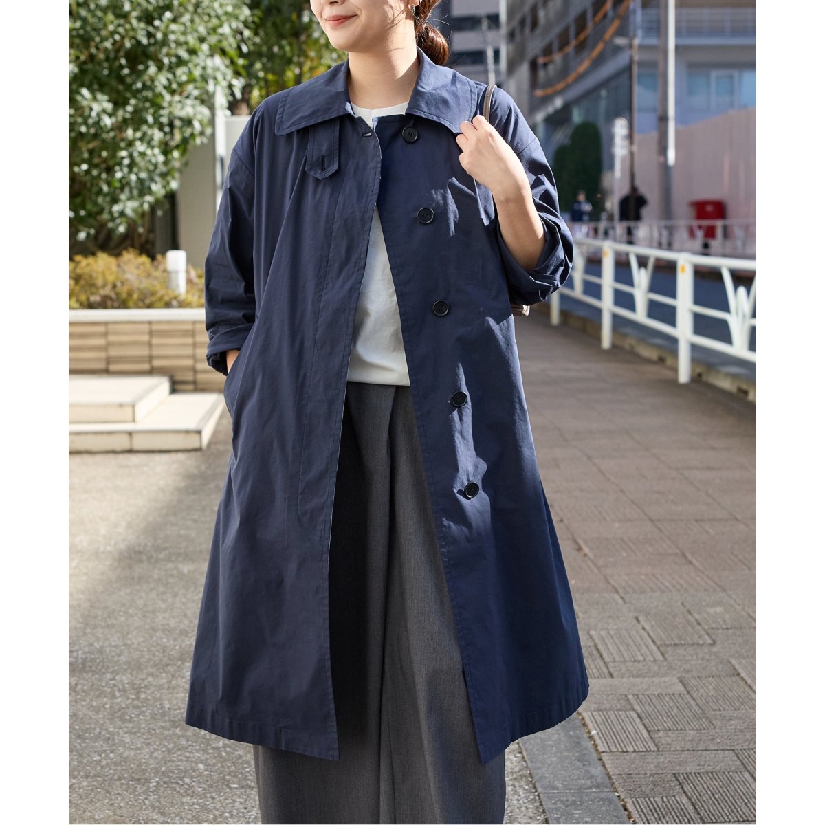 25SS✨人気✨ジャーナルスタンダード　CPタフタバルカラーコート　ネイビー38 CPタフタバルカラーコート（ステンカラーコート）｜JOURNAL STANDARD