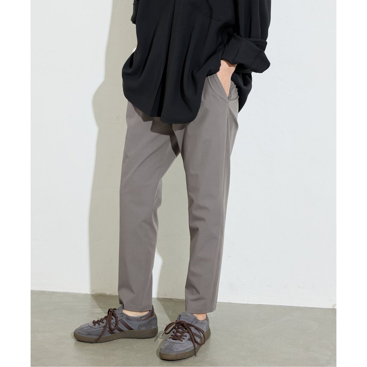 撥水/接触冷感/洗える/UVカット】リネンナイロンストレッチテーパード