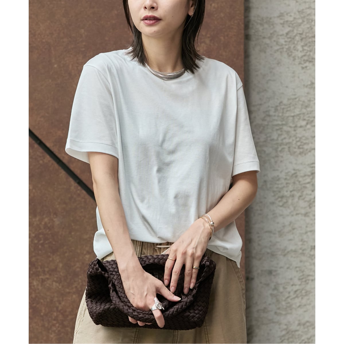 スピックアンドスパン　汗ジミ防止 / コクーンシルエットTシャツ　新品　黒 汗ジミ防止 / コクーンシルエットTシャツ｜スピックアンドスパン