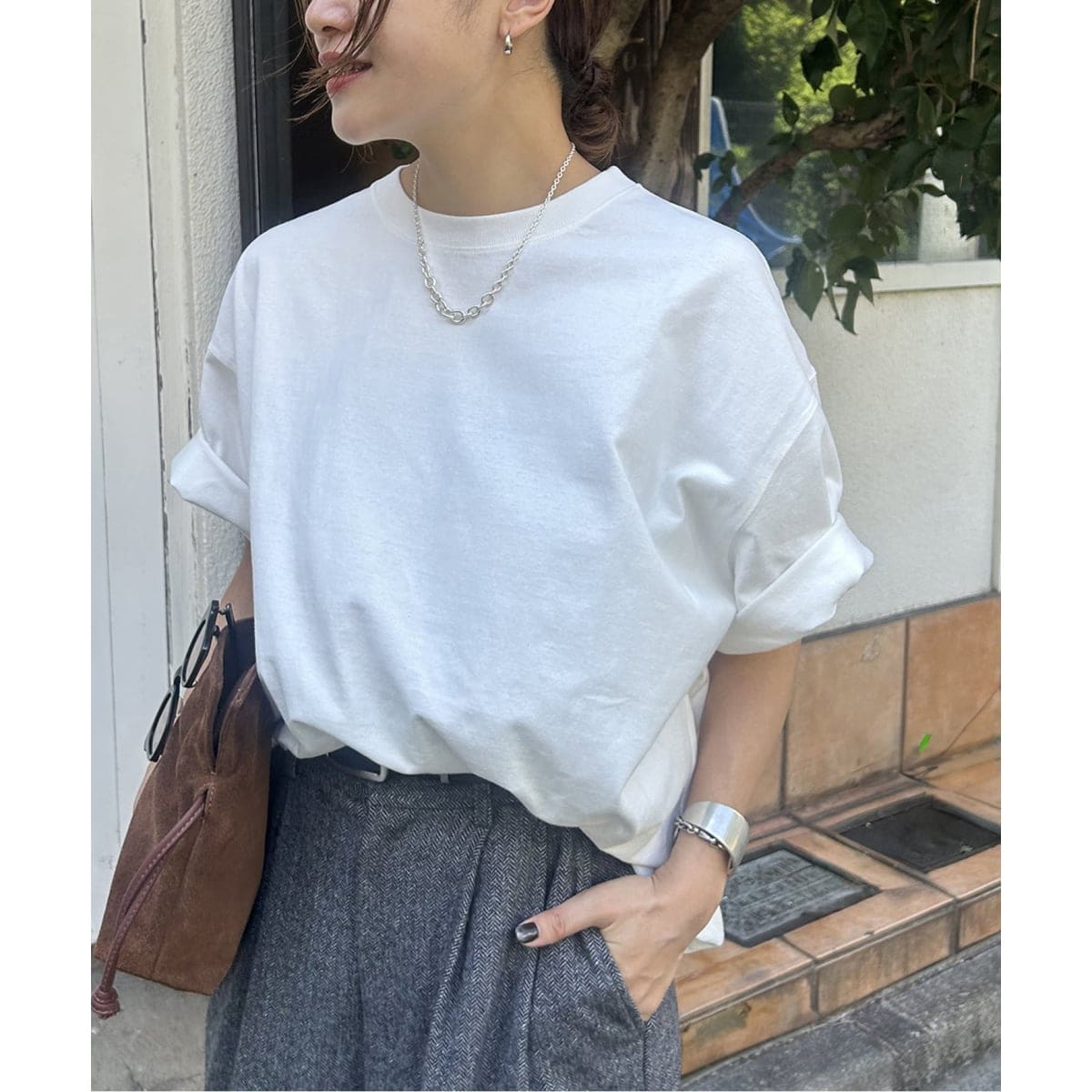 tシャツ ハイツイストテレコヘンリーハーフスリーブ レディース セール】ハイツイストテレコヘンリーハーフスリーブ（Tシャツ