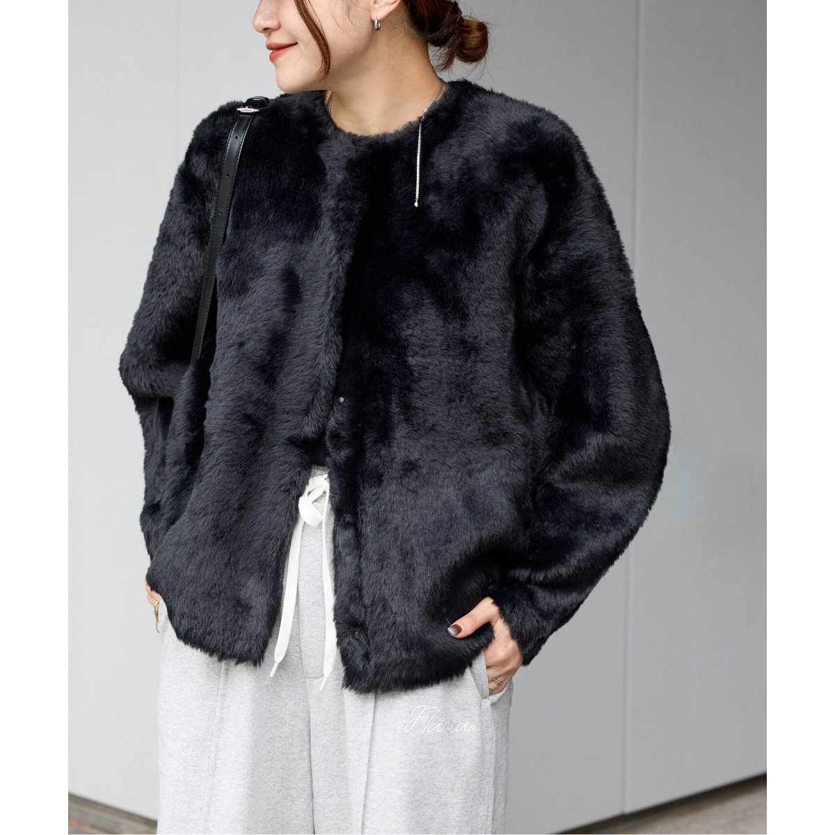 JOURNAL STANDARD ダブルフェイスフェザークルーネックカーディガン ダブルフェイスフェザークルーネックカーディガン | ジャーナル