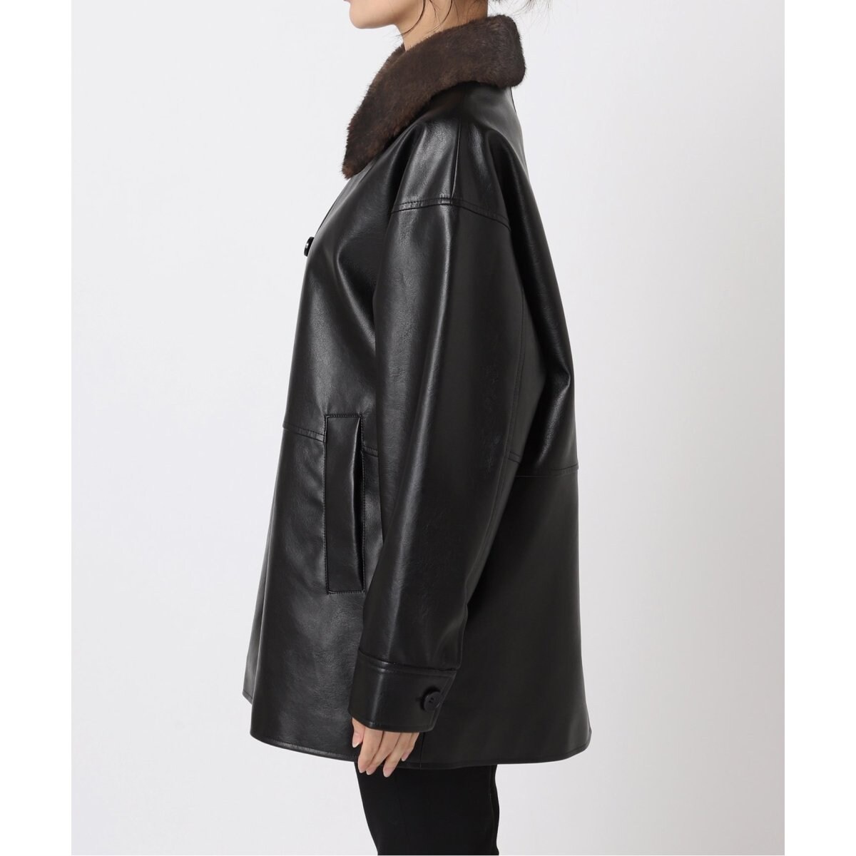 ウォッシャブルフェイクレザーファー襟付カバーオール JOURNAL STANDARD｜《追加》ウォッシャブルフェイクレザーファー襟付