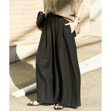 追加2》【洗える】レーヨン麻タックワイドキュロット | ジャーナル  
