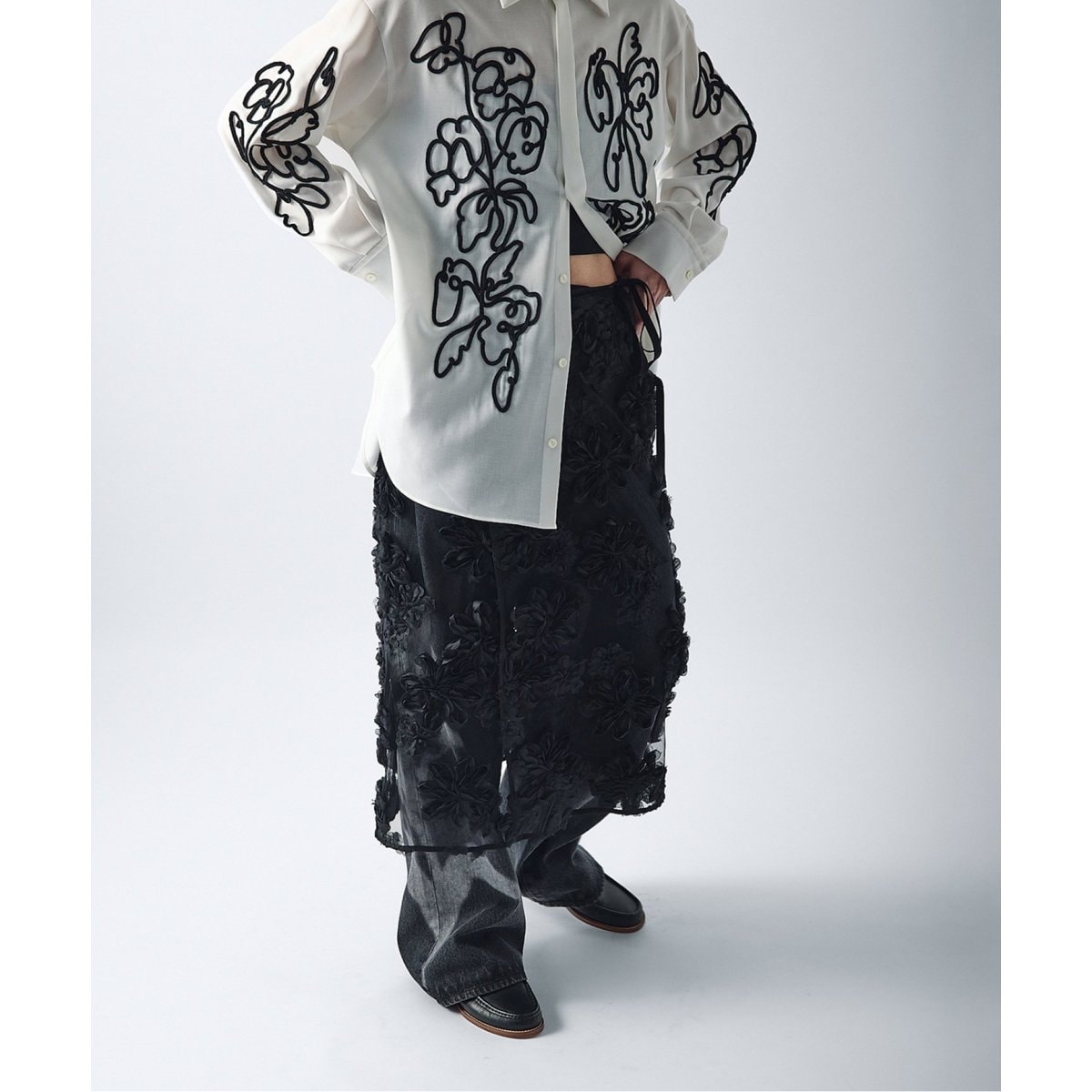【TOLIGHT×JOURNALSTANDARD】フラワーモチーフラップスカート 追加予約》【TOLIGHT×JOURNALSTANDARD】 フラワーモチーフラップ