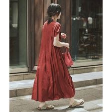 ソフトリネンレーヨンタックワンピース