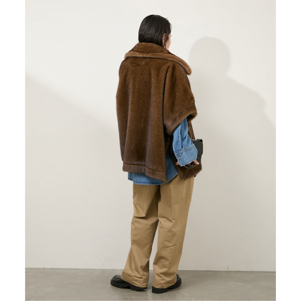 Mink Like Fur Poncho ブラウンファーショートコート Mink Like Fur Poncho | ジャーナルスタンダード(JOURNAL STANDARD