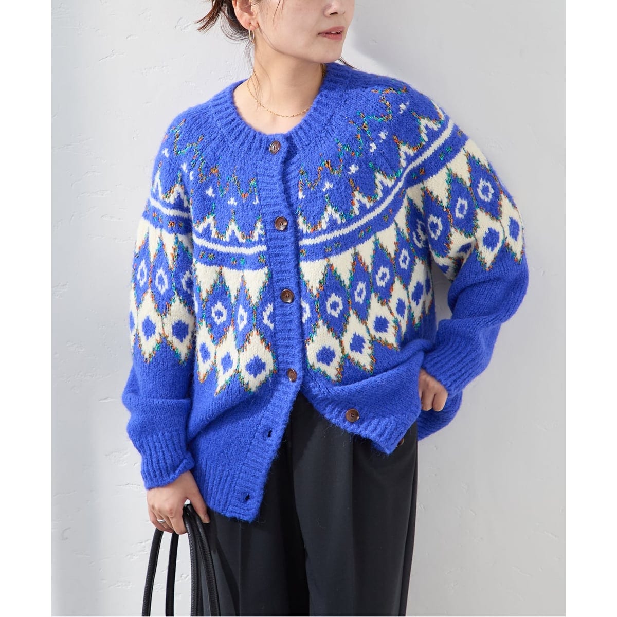 Noble 配色トリミングミラノリブショートジャケット ニット ジャケット Noble（ノーブル）の「《予約》配色トリミングミラノリブ