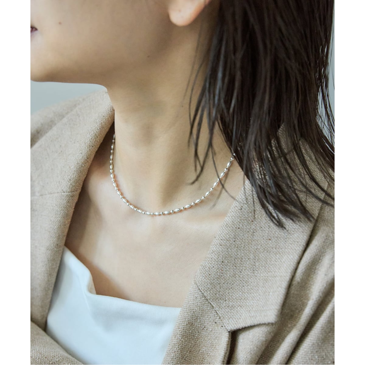 パールネックレス　シルバー　ファッション シルバー バロックパール 2Wayチェーンミックス ネックレス