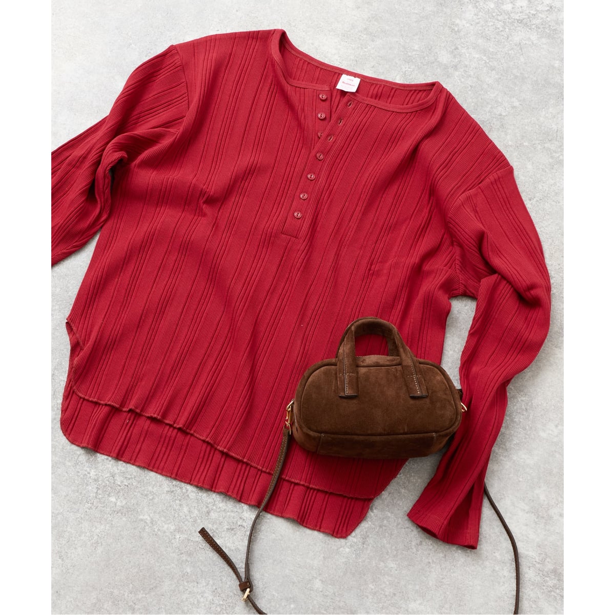 JOURNAL STANDARD (ジャーナルスタンダード) 別注【HEALTH KNIT/ヘルスニット】オフショルダーヘンリーネックPO 25070410001940 レッド FREE 別注【HEALTH KNIT/ヘルスニット】オフショルダーヘンリーネックPO（T
