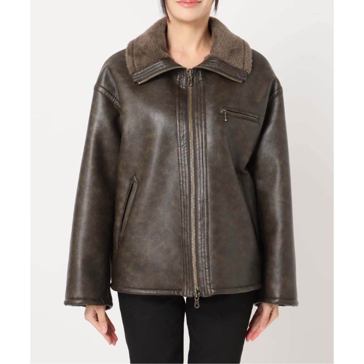 フェイクレザーボアブルゾン　ジャーナルスタンダード WEB限定追加》フェイクレザーボアブルゾン（レザージャケット