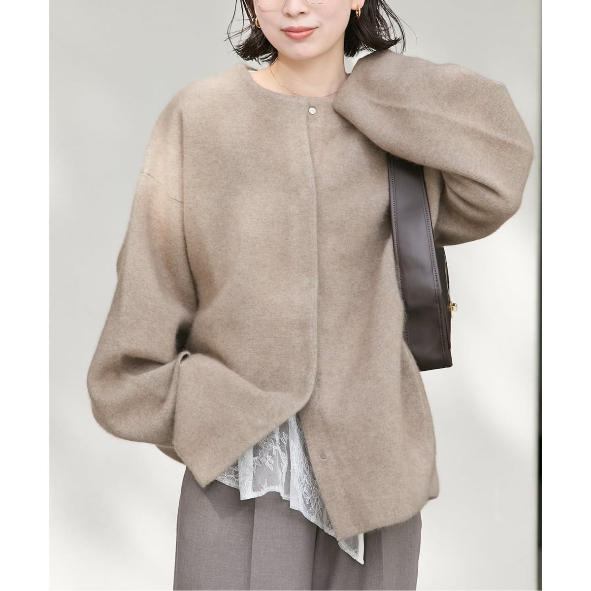 美品 ジャーナルスタンダード コットンカシミヤビッグカーディガン ベージュ 追加》コットンカシミヤビッグカーディガン | ジャーナル