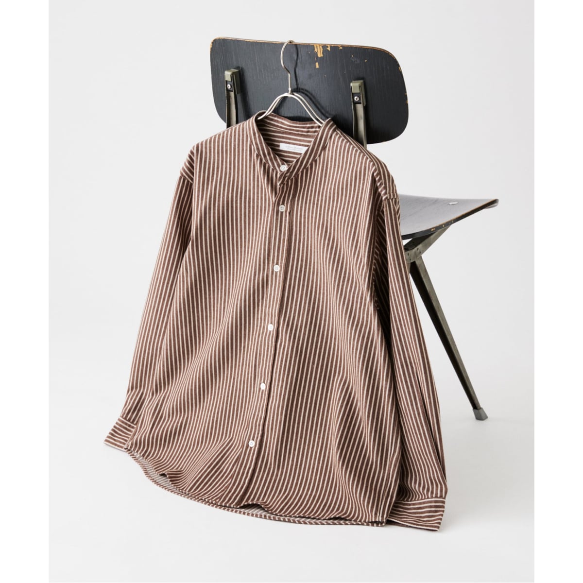 LA BOUCLE / ラブークル】デシン バンドカラー パターン 半袖