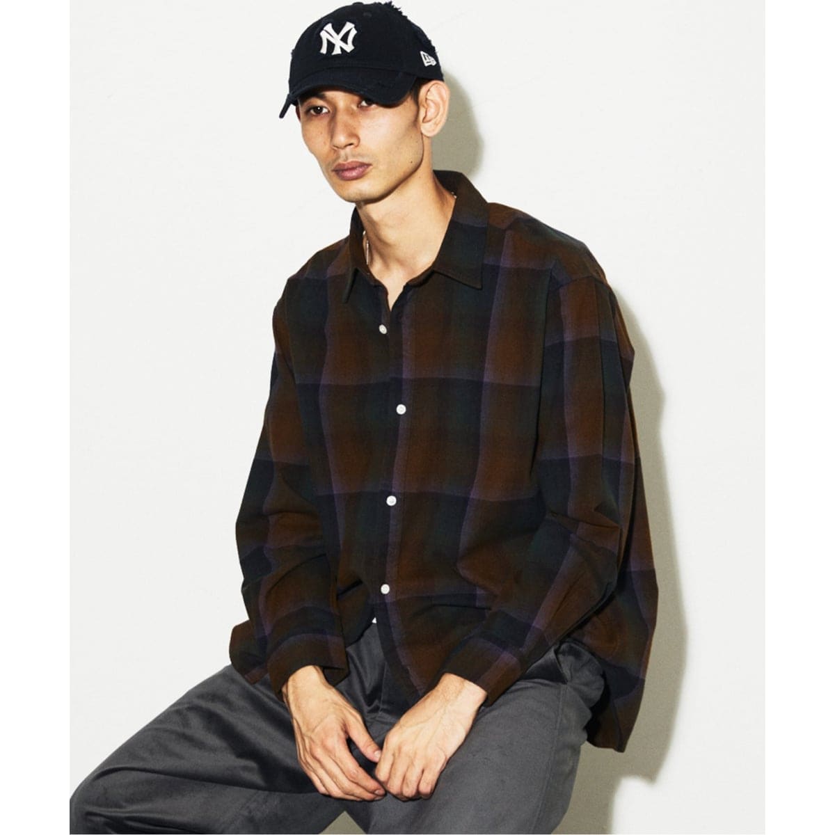 Schott オンブレチェック コットン フランネル オープンカラーシャツ XL Schott オンブレチェック コットン フランネル オープンカラー