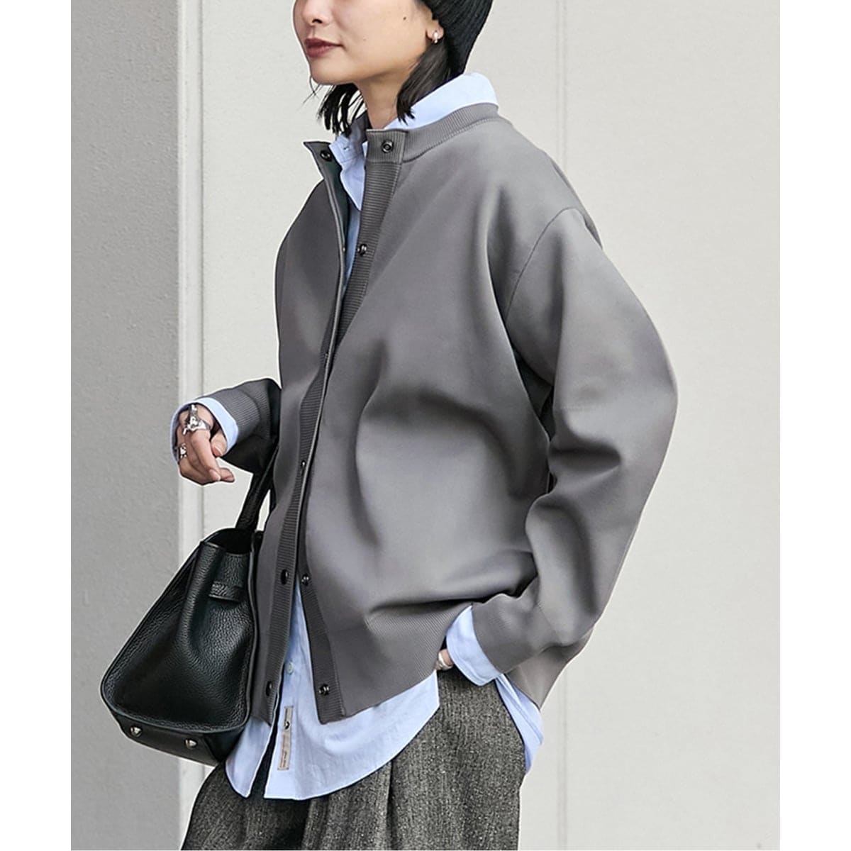 WEB限定】2WAYニュアンスメタルボタンシャギークルーカーディガン