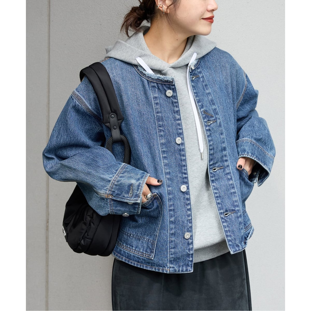 新品ジャーナルスタンダードレリューム　デニムジャケットノーカラーGジャン　ブルー JOURNAL STANDARD relume デニムジャケット ノーカラー