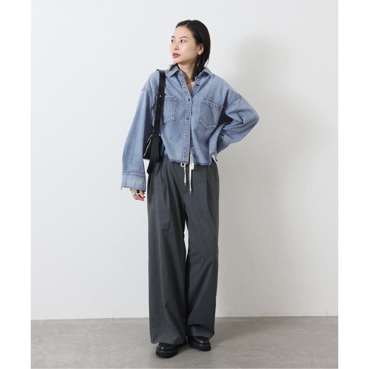 追加4》ライトオンスデニムクロップドシャツ | ジャーナルスタンダード