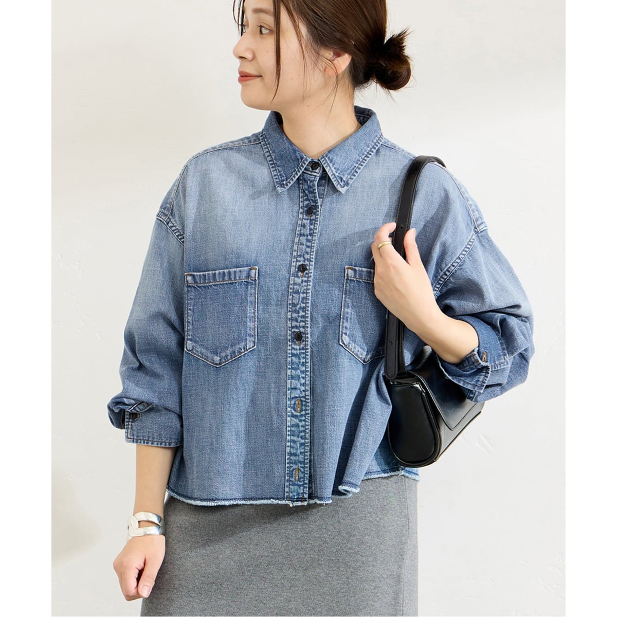追加4》ライトオンスデニムクロップドシャツ | ジャーナルスタンダード