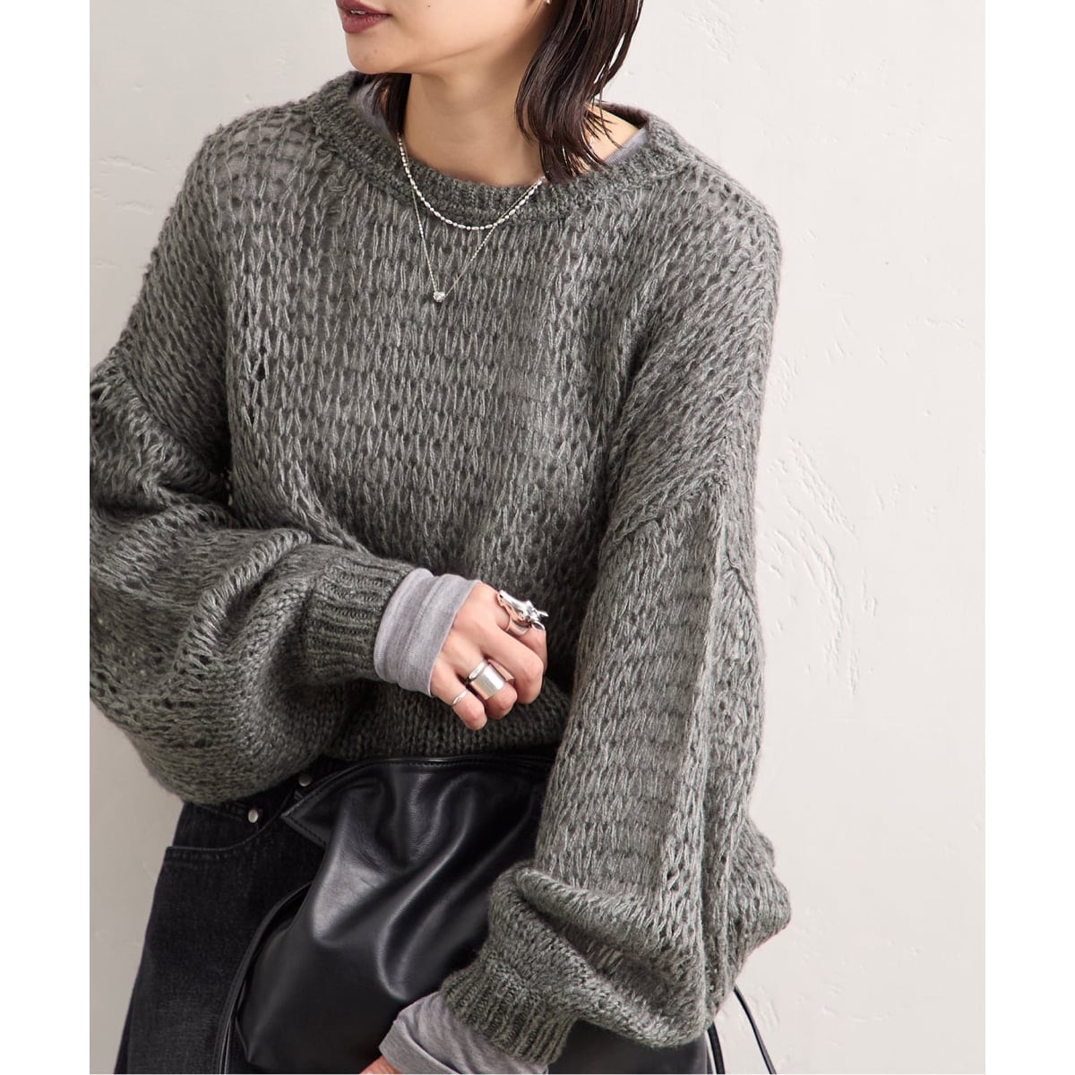 【美品】ジャーナルスタンダード　CSアランニットカーディガン　グレー×キナリ JOURNAL STANDARD（ジャーナルスタンダード）の「CSアランニット