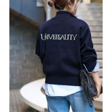 バックロゴダブルジップカーディガン