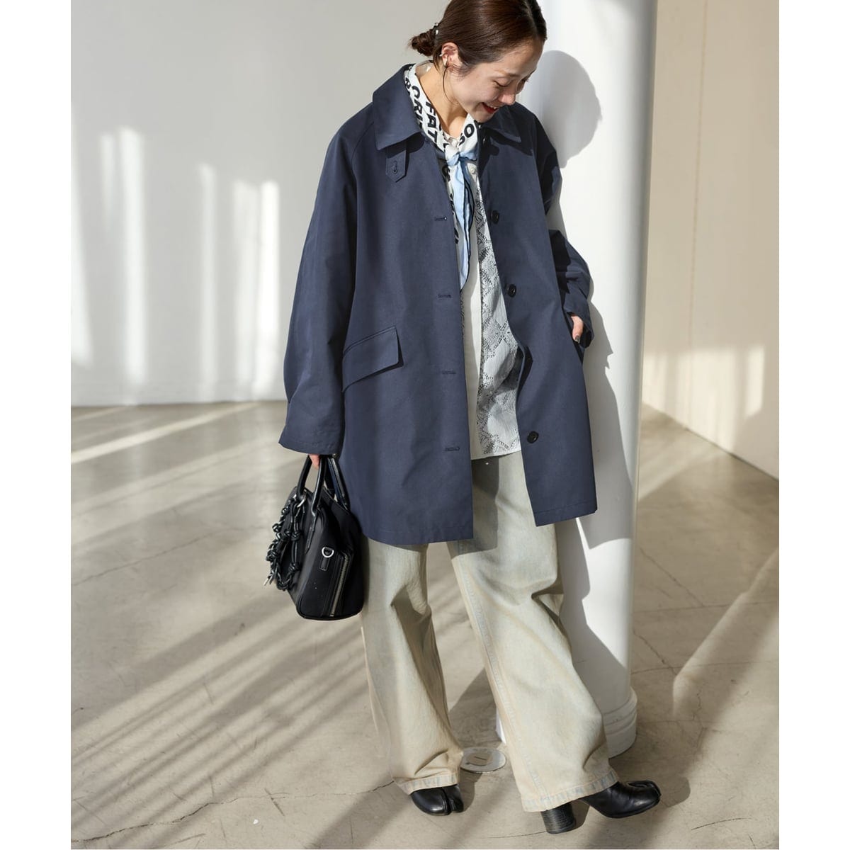 SHIPS any: ノンミュールジングウール ステンカラー ミディ コート