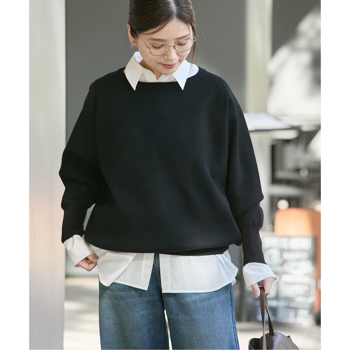 24AW✨現行人気　ジャーナルスタンダートカシミヤクルーネックプルオーバー 黒 カシミヤクルーネックプルオーバー | ジャーナルスタンダード(JOURNAL