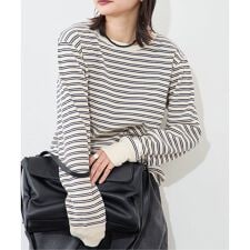 ワッフルボーダープルオーバー