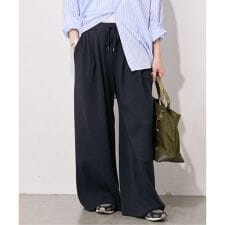 《予約》コットンシルクミックスタックワイドパンツ